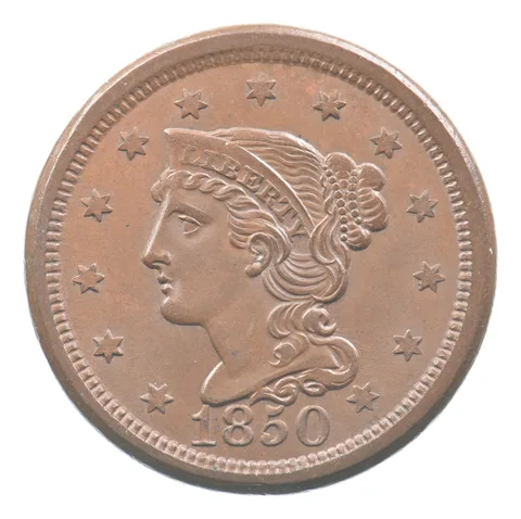 1850 Braided Hair Large Cent N-19(a) R2 *3425