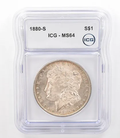 1880-S Morgan Silver Dollar MS64 ICG Beautiful Tone Reverse *3165