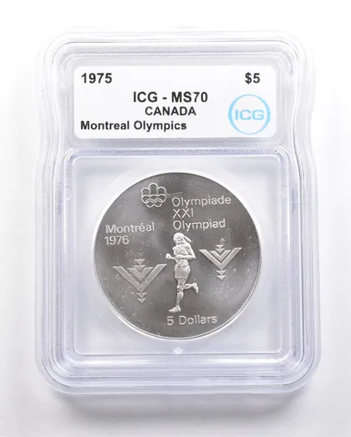 1975 Canada 5 Dollars Silver Montreal Olympics Runner MS70 ICG *5865