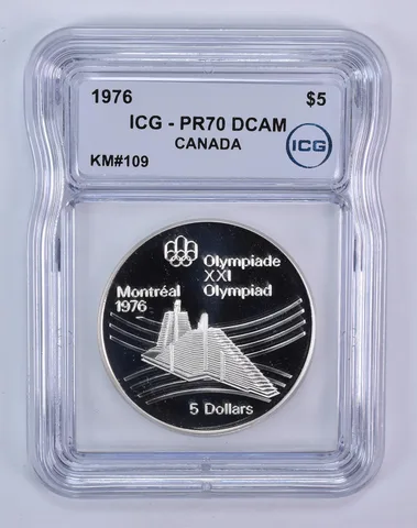 1976 Canada 5 Dollars Montreal Olympics Village PR70 DCAM ICG