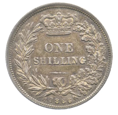 1866 Great Britain Shilling Young Head Victoria *6476