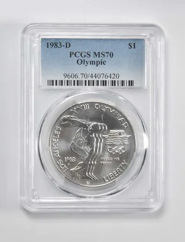 1983-D Olympic Discus Commemorative $1 MS70 PCGS Blue Label