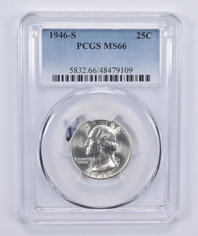 1946-S Washington Quarter Silver 25c Quarter MS66 PCGS S/S FS501