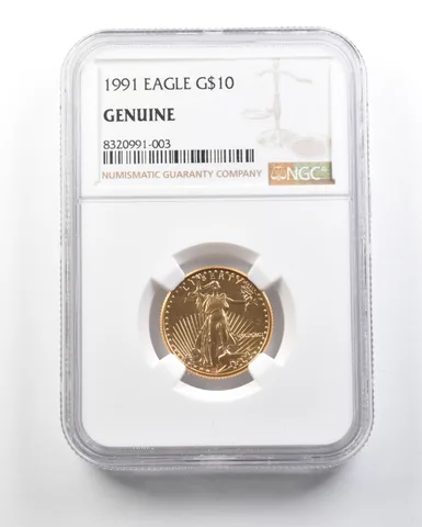 1991 $10 American Gold Eagle 1/4 Oz 0.25 Oz Gold Genuine NGC *0623