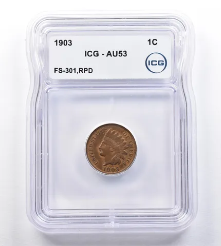 1903 Indian Head Cent FS-301 RPD AU53 ICG *2048