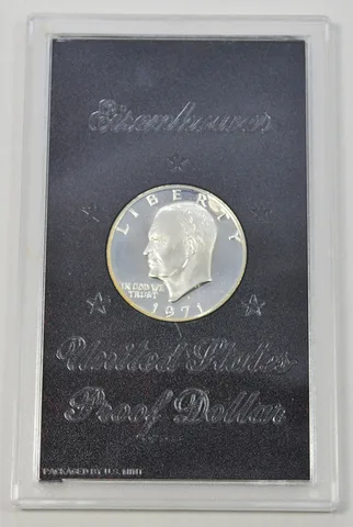 1971-S Eisenhower Dollar Proof in original OGP case 40% Silver Black Ike