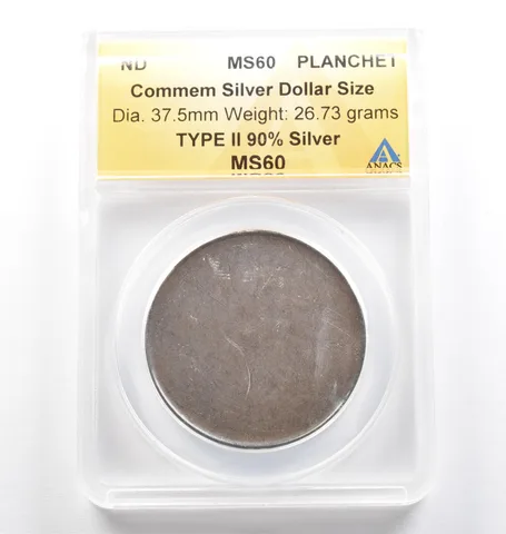 ND Commemorative Silver Dollar Type II Planchet MS60 ANACS *6930