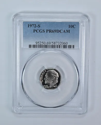 1972-S Roosevelt Dime PR69 DCAM PCGS Blue Label