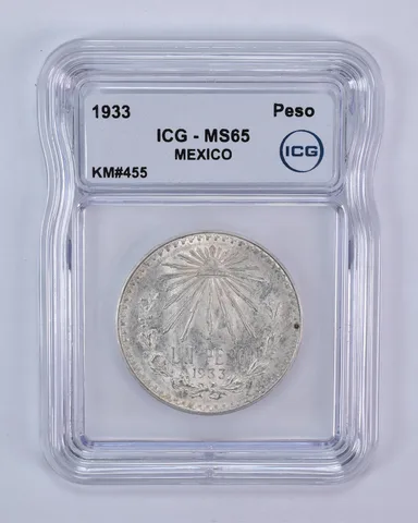 1933 M Mexico Peso KM#455 MS65 ICG