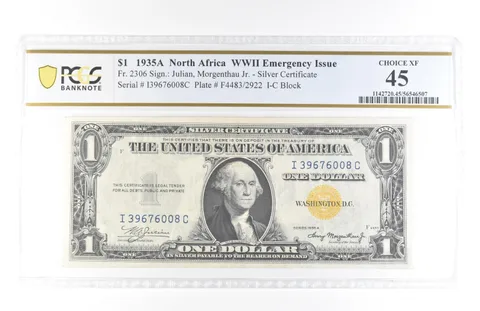 1935 A 45 $1 Silver Certificate North Africa WWII Emergency Fr#2306 PCGS *5801