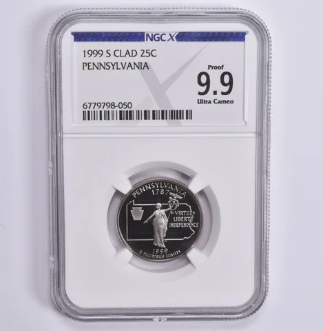 1999-S CLAD Washington Quarter Pennsylvania Proof 9.9 NGC X NGCX