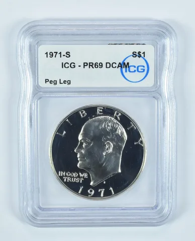 1971-S Eisenhower $1 Peg Leg PR69 DCAM ICG