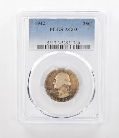 1942 Washington Quarter AG03 PCGS Lowball Beautiful Tone a1099