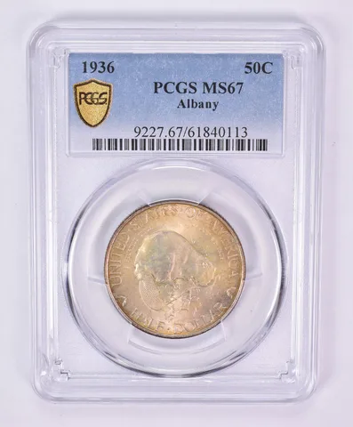 1936 Albany Commemorative Half Dollar MS67 PCGS Beautiful Tone a1087
