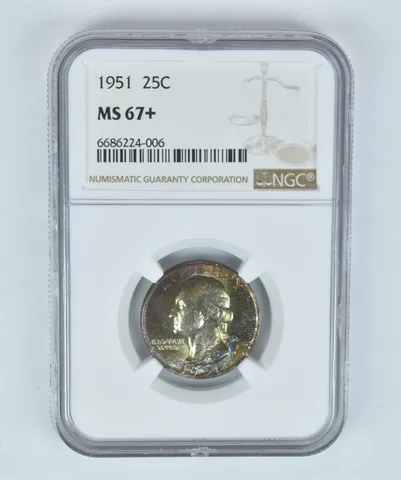 MS67+ 1951 Washington Quarter NGC Beautifully Toned a2655