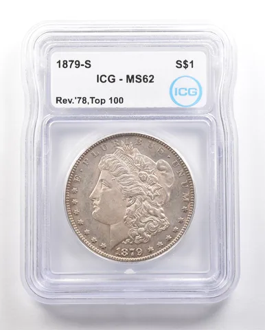 1879-S Morgan Silver Dollar Reverse Of 78 Top 100 MS62 ICG *6445