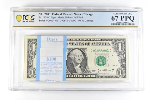 (100) 2003 $1 Chicago IL FRN Fr#1929-G Full Pack Gem Unc 67 PPQ PCGS *9861