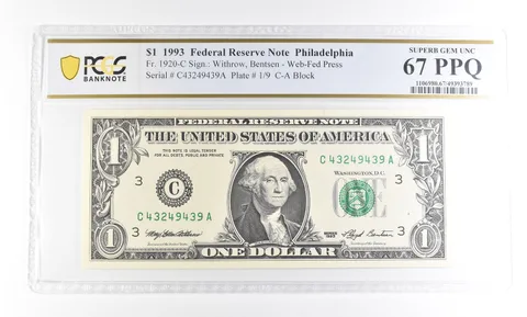 1993 $1 Philadelphia PA FRN Fr#1920-C Superb Gem Unc 67 PPQ PCGS *2911