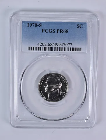1970-S Jefferson Nickel PR68 PCGS Blue Label