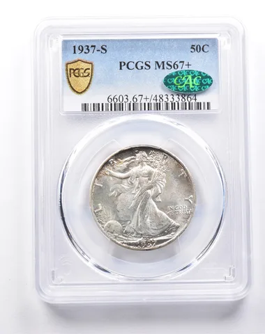 MS67+ 1937-S Walking Liberty Half Dollar CAC PCGS a6019