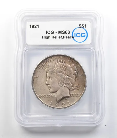 1921 Peace Silver Dollar High Relief MS63 ICG a9350