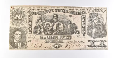 1861 $20 Confederate States Of America Note T20 *7270