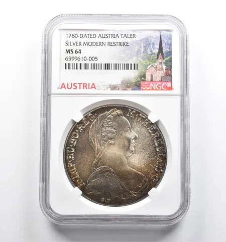 MS64 1780-Dated Austria 1 Thaler Silver Modern Restrike NGC - Great Color *4653