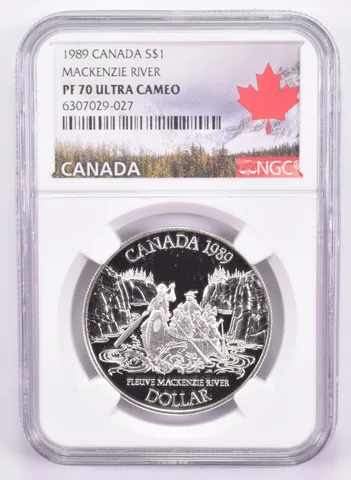 1989 Canada 1 Dollar Silver Mackenzie River PF70 UCam NGC