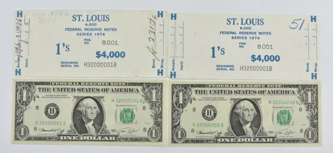 Lot (2) 1974 $1 St Louis MO FRN First + Last Of $1000 Brick *1741