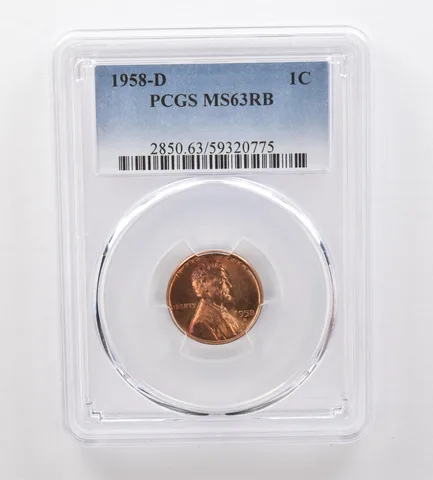 1958-D Lincoln Wheat Cent MS63 RB PCGS Beautiful Tone *2057