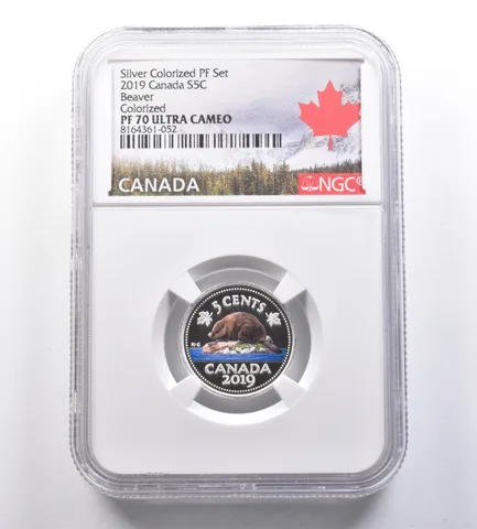2019 Canada 5 Cents Silver Colorized PF Set Beaver PF70 UCAM NGC *7062