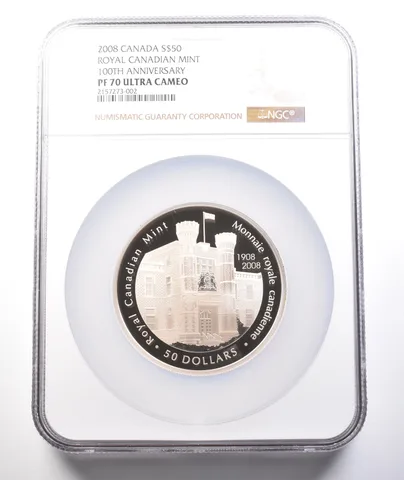 2008 Canada $50 Silver Royal Canadian Mint 100th Anniv PF70 UCAM NGC a3780