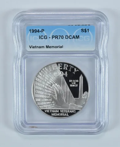 1994-P Vietnam Memorial Commemorative Silver Dollar PR70 DCAM ICG