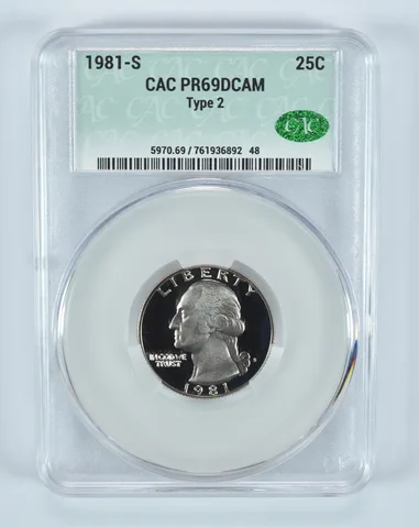1981-S Washington Quarter Type 2 PR69 DCAM CAC CACg