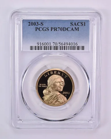 2003-S Sacagawea $1 PR70 DCAM PCGS Blue Label