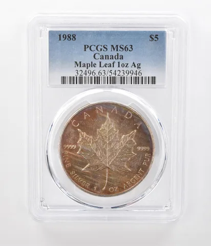 1988 Canada 5 Dollars Silver Maple Leaf MS63 PCGS Beautiful Tone *1227