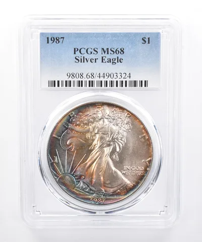 1987 American Silver Eagle MS68 PCGS Peripheral Tone *8489