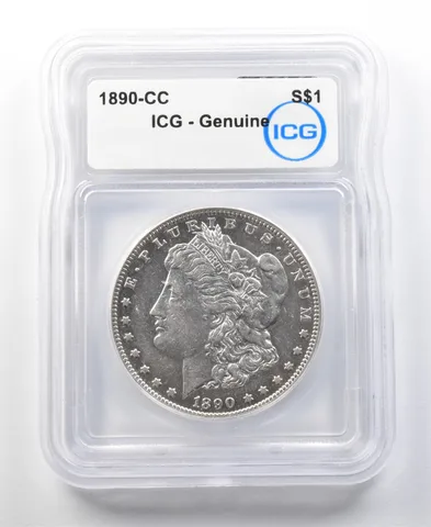 1890-CC Morgan Silver Dollar Genuine ICG *0158