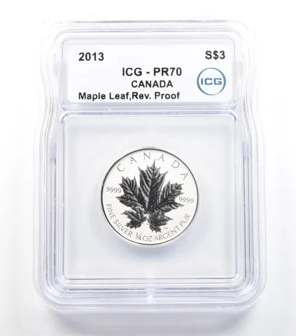 2013 Canada 3 Dollars Silver Maple Leaf 1/4 Oz Reverse Proof PR70 ICG *5563