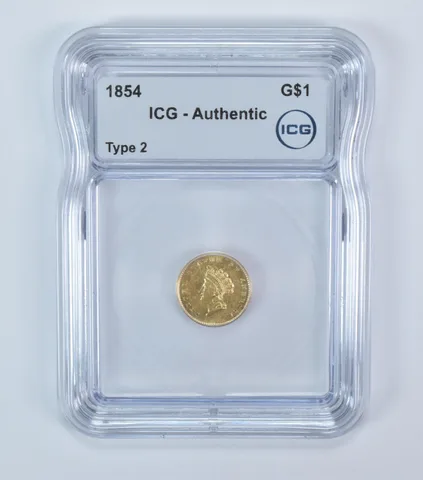 1854 $1 Indian Princess Head Gold Dollar Type 2 Authentic ICG *6016