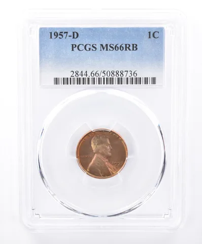 1957-D Lincoln Wheat Cent MS66 RB PCGS Beautiful Tone *9316