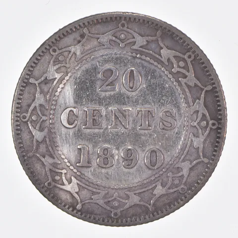 Better Date - 1890 Newfoundland 20 Cents World Coin- Silver *364
