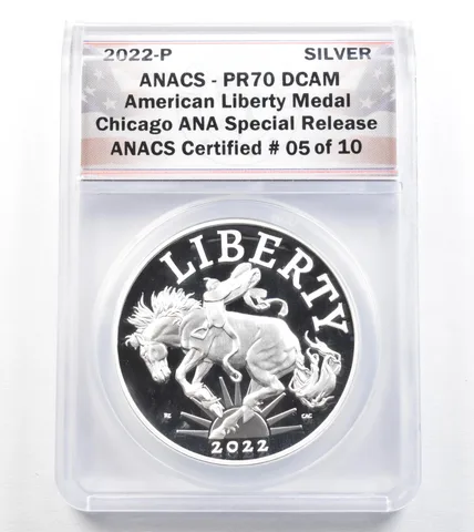 2022-P Silver America Liberty Medal Chicago ANA Special Release PR70 ANACS *0753