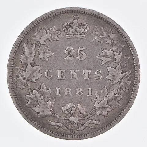 Better Date - 1881 Canada 25 Cents World Coin- Silver *383