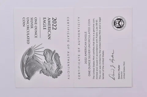 COA 2022-W Burnished Silver Eagle