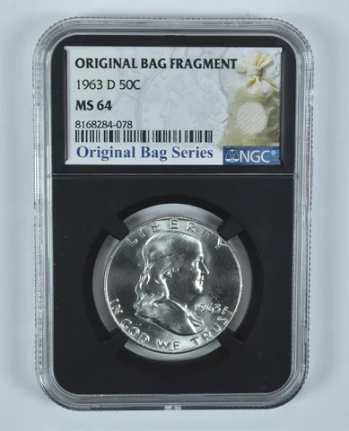 1963-D Franklin Half Dollar Original Bag Fragment MS64 NGC