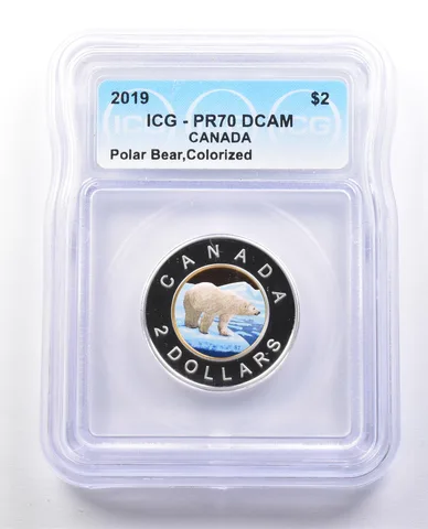 2019 Canada 2 Dollars Polar Bear Colorized PR70 DCAM ICG *9979