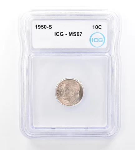 1950-S Roosevelt Dime MS67 ICG Beautiful Tone *1680