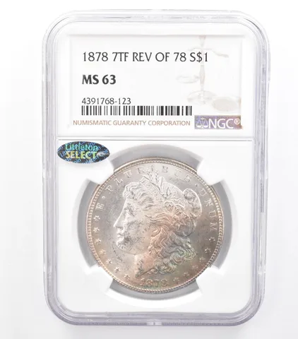 1878 7TF Reverse of 78 Morgan Silver Dollar MS63 NGC Beautiful Tone a0982