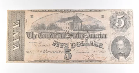 1862 $5 Richmond VA Confederate States Of America Obsolete Note *3891